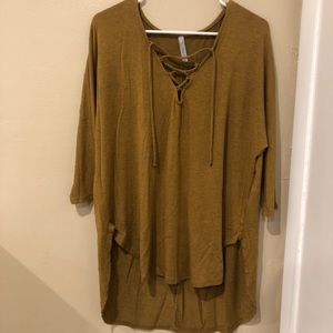 Mustard-Gold Lace-up Top